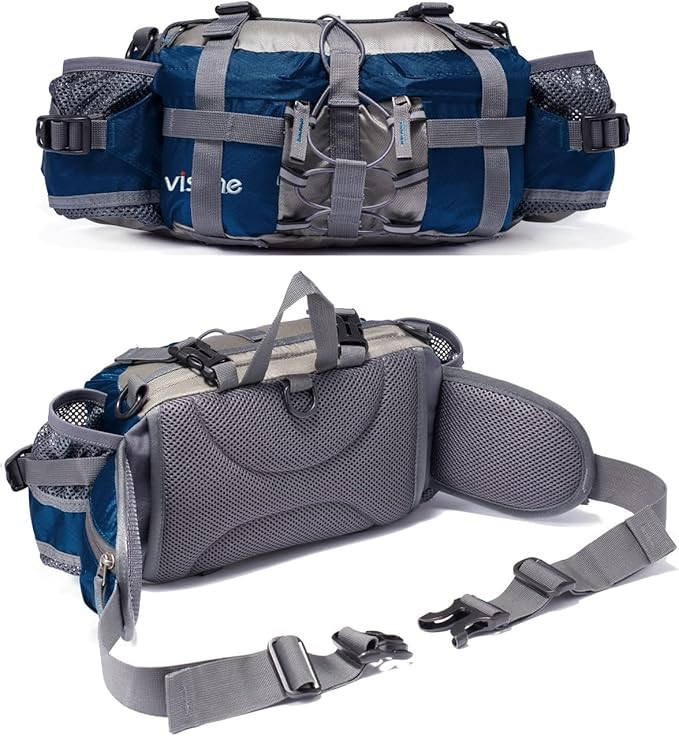 VISCNE Outdoor Fanny Pack Hiking Fishing Waist bag 2 Water Bottle Holder Lumbar Pack | Amazon (US)