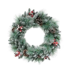 Frosted Needle Mixed Pine Artificial Christmas Wreath - 24" - Unlit | Christmas Central