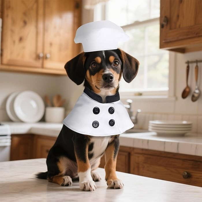 Chef Hat for Dog Pet Chef Hat Costume Set - Pet Cooking Chef Cap Chef Dog Bandana - Halloween Pet... | Amazon (US)
