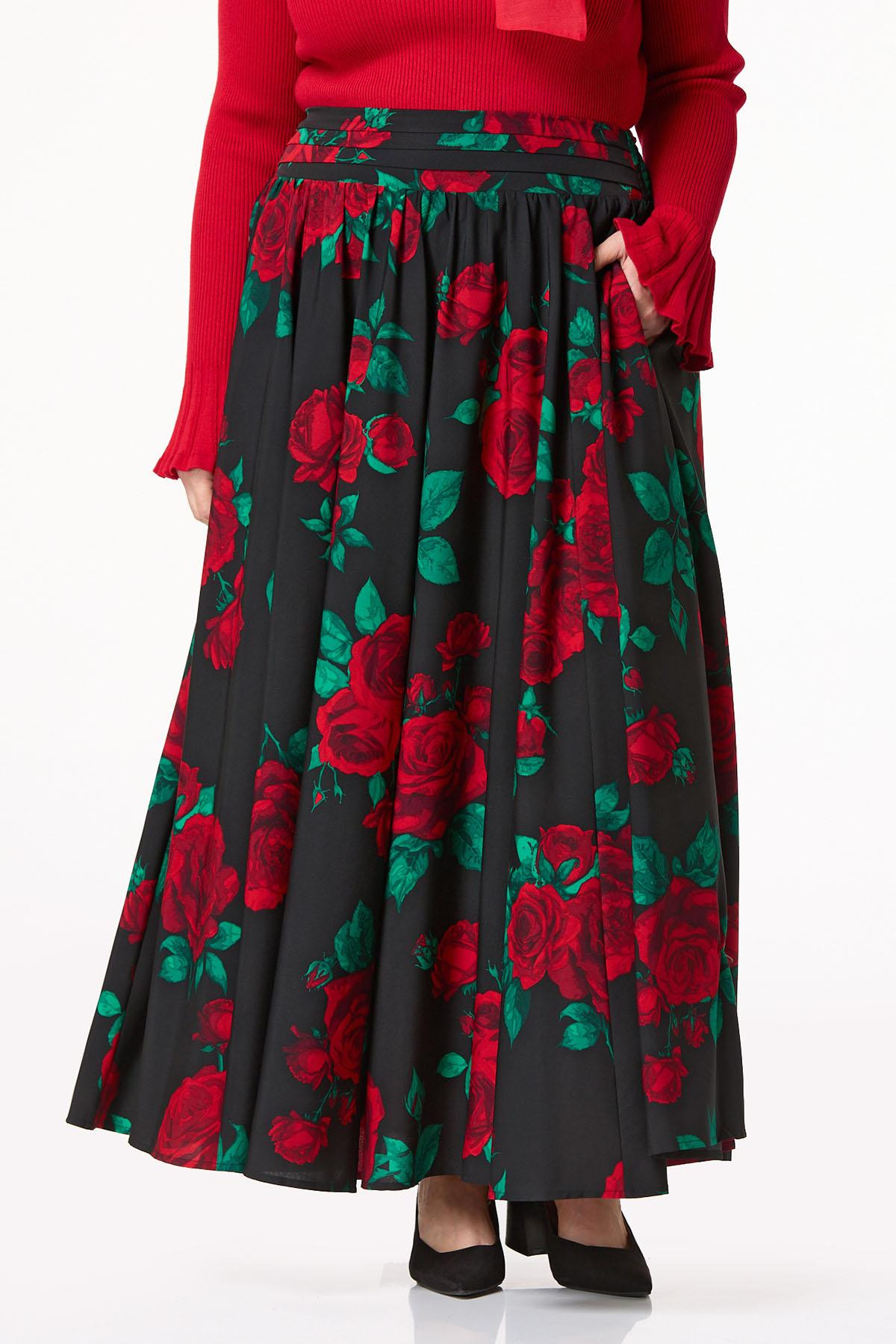 Plus Size Sweeping Rose Floral Maxi Skirt | Cato Fashions