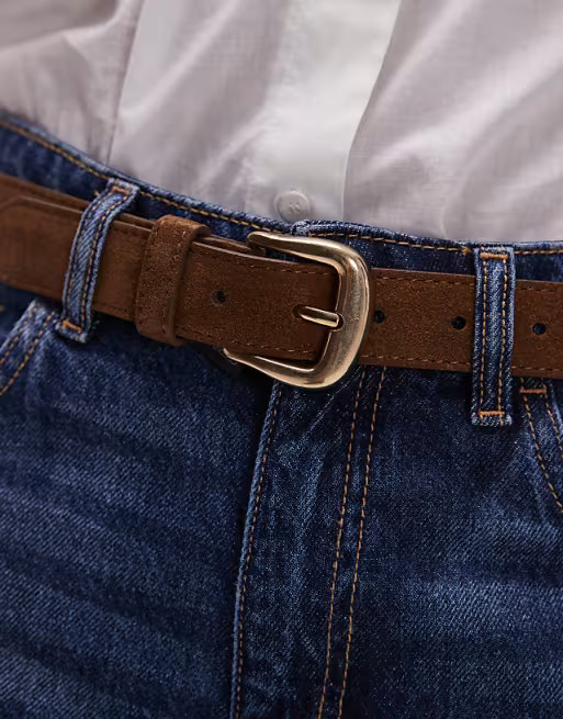 Mango suede belt in brown | ASOS (Global)