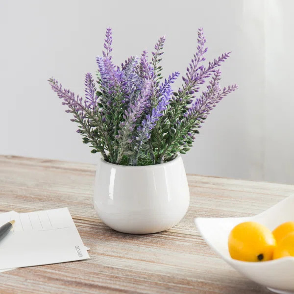 7'' Faux Flowering Plant in Ceramic Pot | Wayfair North America