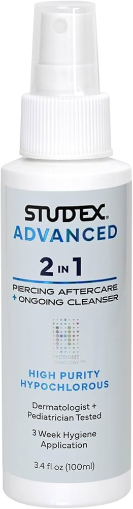 Studex Advanced 2-in-1 Piercing Aftercare & Cleanser – Hypochlorous Spray for Body and Ear Pier... | Amazon (US)