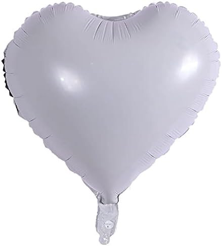 10Pcs Grey White Foil Heart Shaped Balloons 18 Inch Heart Mylar Balloons For Baby Shower Wedding Val | Amazon (US)