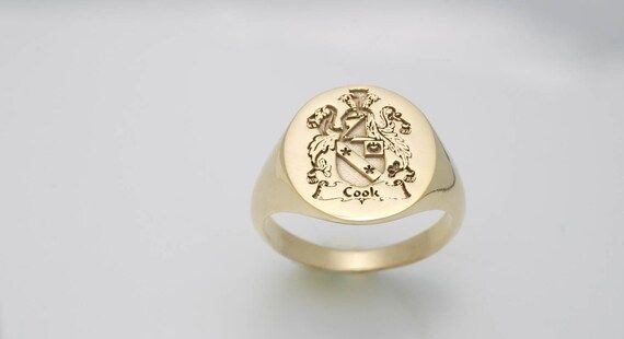 Gold Family Crest Signet Ring, Family Rings, Gold Signet Ring, Coat of Arms Ring, Family Crest Ri... | Etsy (US)
