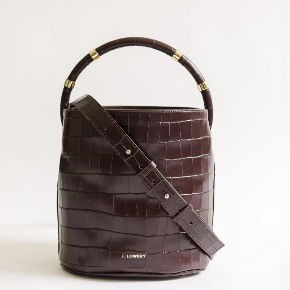 J. LOWERY Max Bucket Bag | Merlot Croc | J. LOWERY