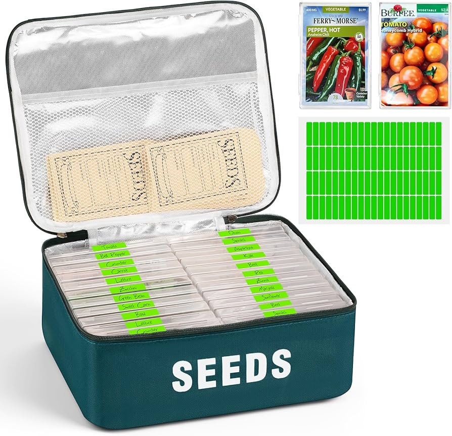 22 Slots Seed Storage Organizer Box with 30 Seed Envelopes, Large Capacity Seed Packet Organizer ... | Amazon (US)