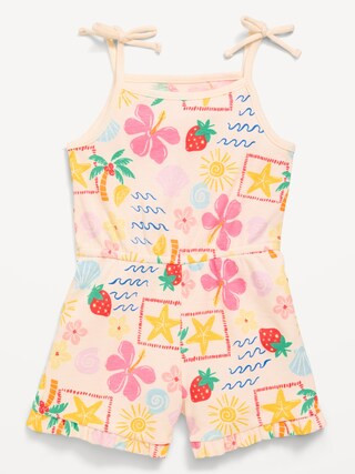Printed Sleeveless Ribbed Tie-Bow Romper for Toddler Girls | Old Navy (US)