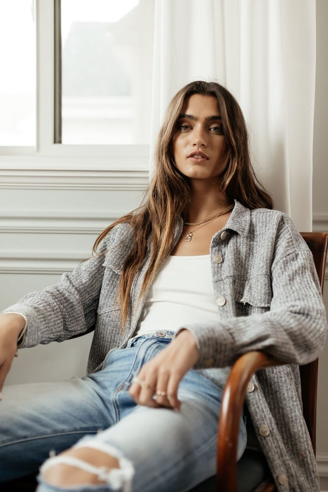 Chyler Shirt Jacket in Navy - FINAL SALE | Böhme US