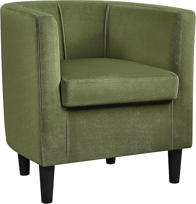 Yaheetech Velvet Accent Chair, Modern and Comfortable Armchairs, Upholstered Barrel Sofa Chair fo... | Amazon (US)