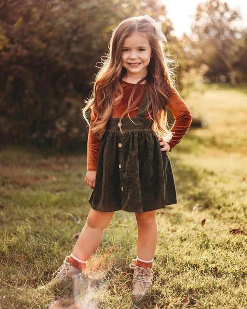 Fallon Corduroy Suspender Skirt - Olive | Bailey's Blossoms