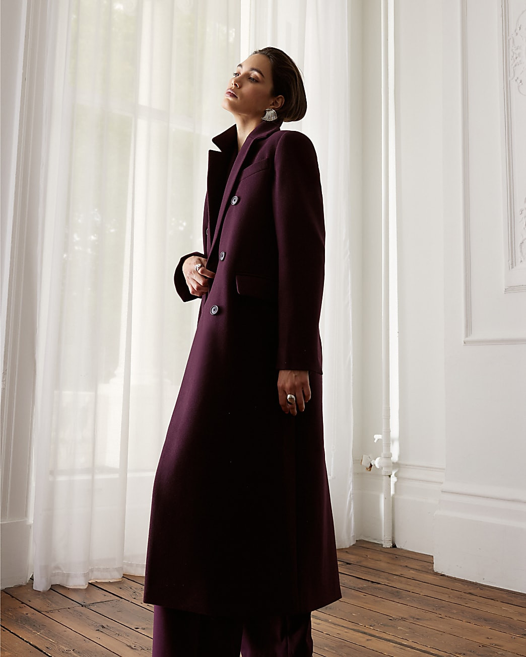 Red tailored double breasted Coat | River Island UK & IE