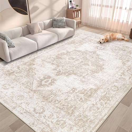 Area Rug 6x9 Vintage Rug: Washable Indoor Medallion Rugs Low Pile Distressed Floor Carpet Retro A... | Amazon (US)