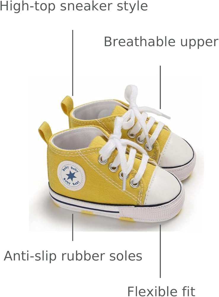 Unisex Baby Boys Girls Shoes, Newborn Infant Non-Slip Canvas Denim High Top Sneakers, Toddler Fir... | Amazon (US)