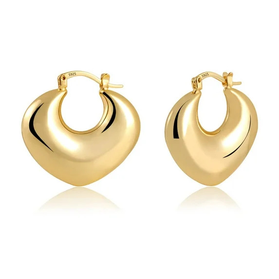 Alexcraft Gold Heart Earrings for Women Trendy Chunky Gold Plated Hoop Earrings Hypoallergenic Ea... | Walmart (US)