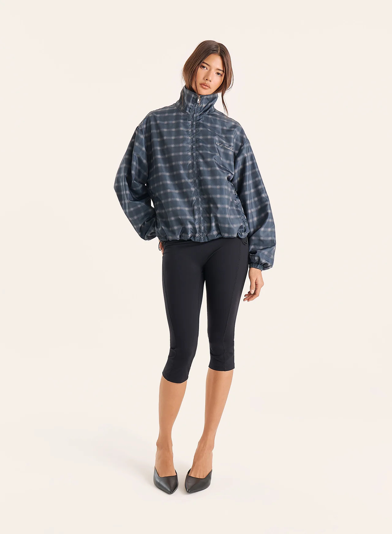 Women's Check Print Funnel Neck Windbreaker Jacket | Grace | 4th & Reckless | 4th & Reckless