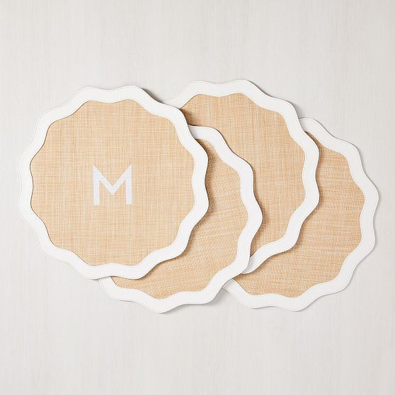 Raffia Wave Placemat, Set of 4, White | Mark and Graham