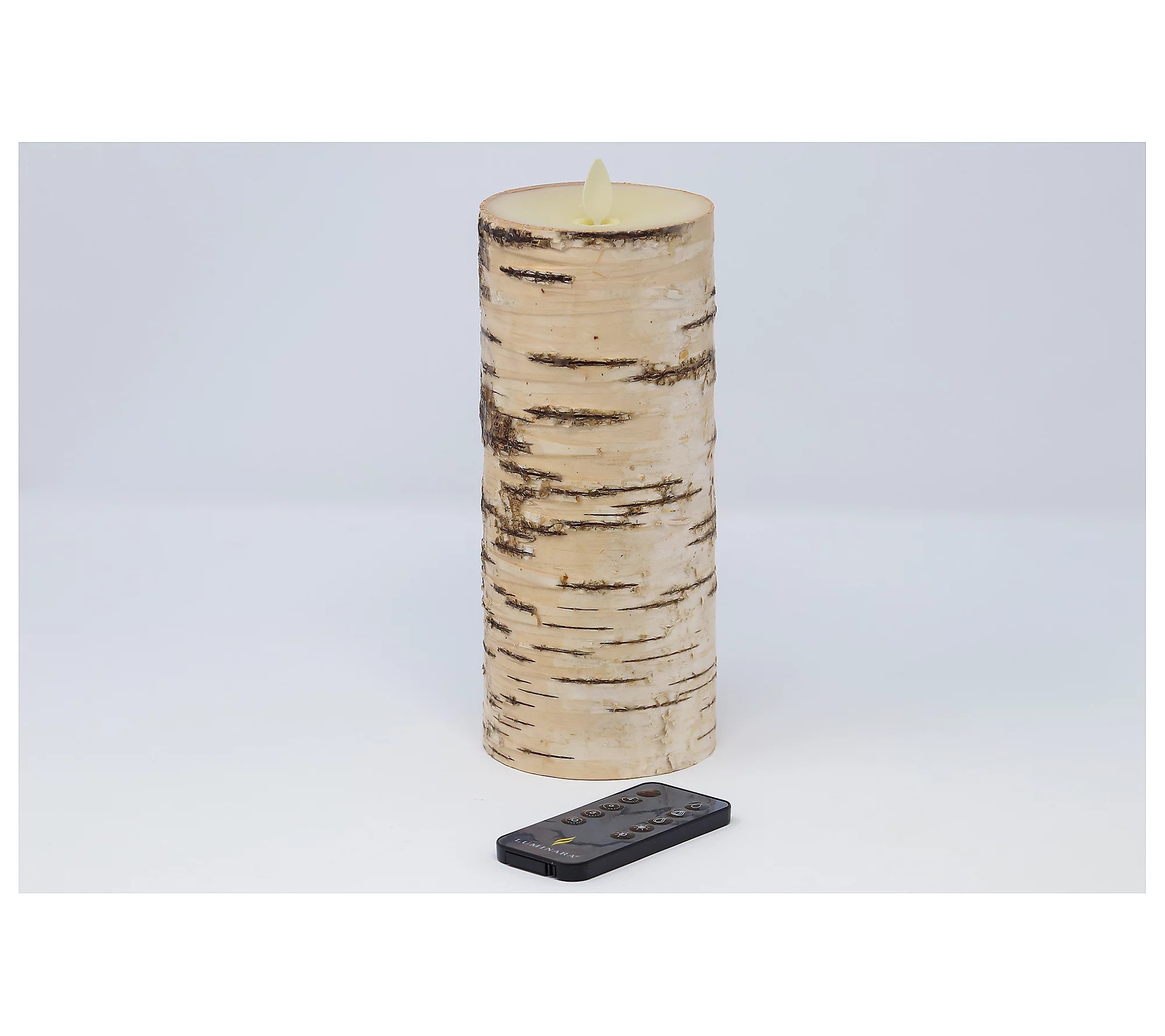 Luminara 8"" Tall Birch Bark Flameless Candle wi th Remote | QVC