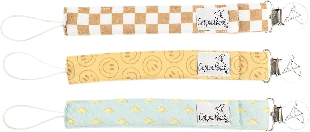 Copper Pearl 3-Pack Pacifier Holders: Premium Knit Binky Clips for Baby Girls and Boys - Stylish ... | Amazon (US)