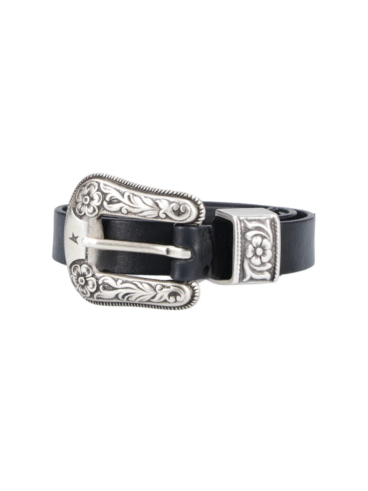 Golden Goose Ornate Silver Buckle Belt — Black | Italist Inc.