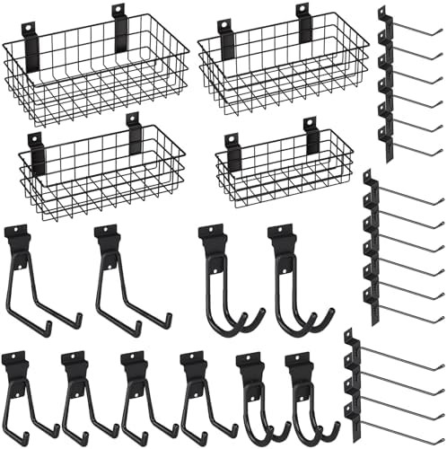 INCLY 30PCS Slatwall Accessories Set, Includes 4 Pack Ventilated Metal Wire Slatwall Baskets and ... | Amazon (US)