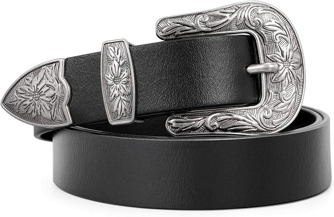 WERFORU Western Belt For Women,Cowgirl Cowboy Belt For Jeans Pants With Silver Vintage Western Bu... | Amazon (US)