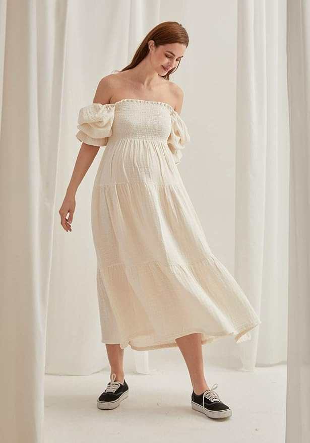 NOTHING FITS BUT Women’s Classic Nursing Kiko Dress, Modal Muslin Maternity Gown for Baby Showe... | Amazon (US)