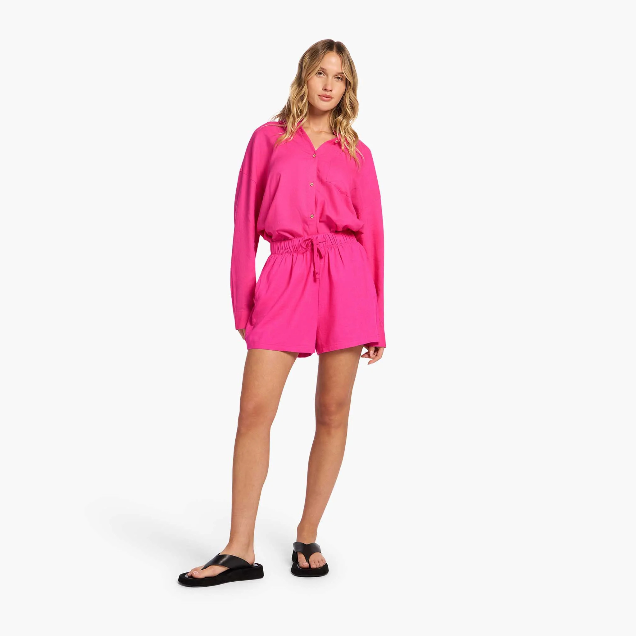 Linen Beach Short | Fuchsia | Nuuds US