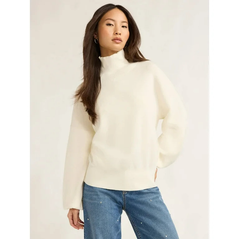 Scoop Women’s Boxy Turtleneck Sweater, Midweight, Sizes XS-XXL | Walmart (US)