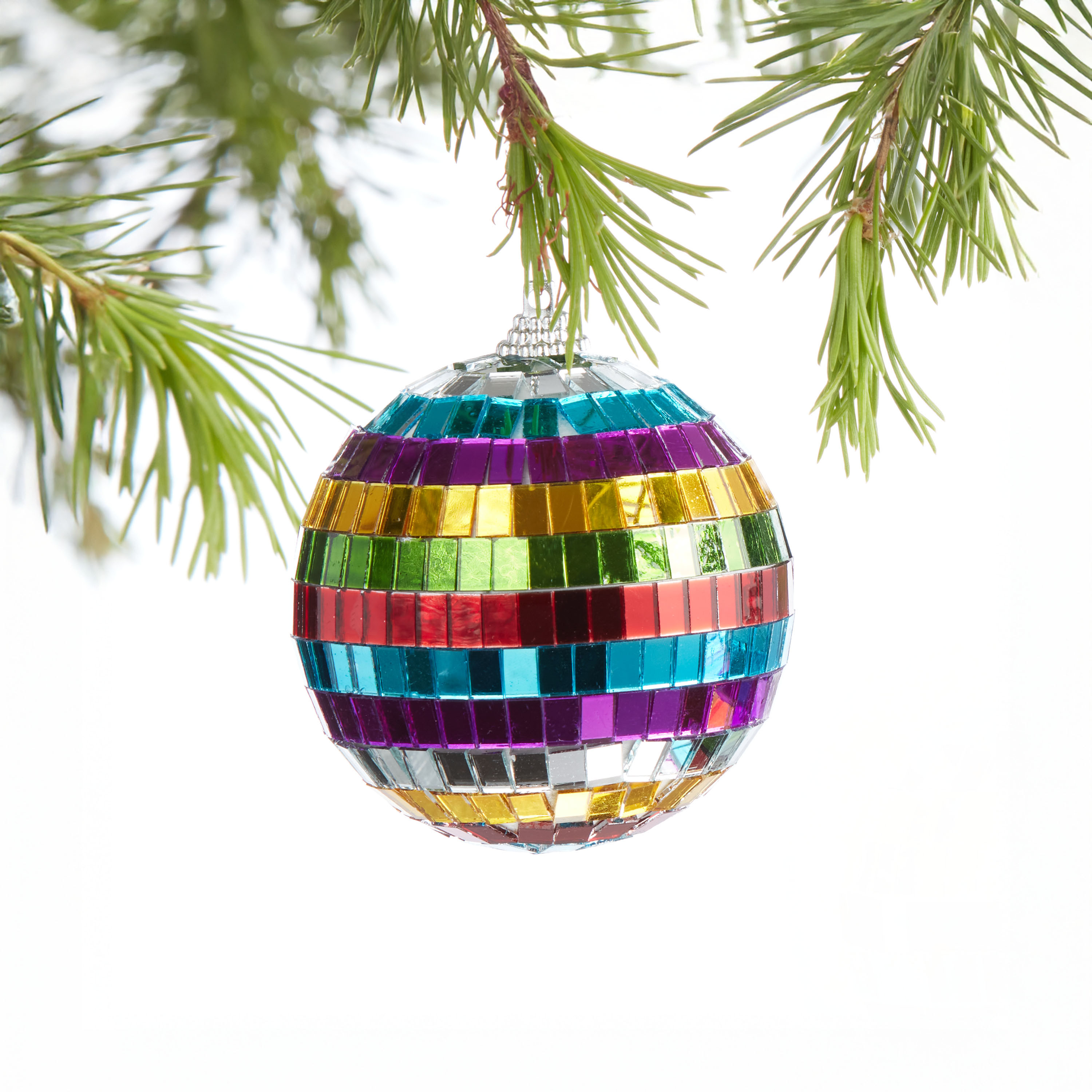Rainbow Mirrored Disco Ball Ornaments Set of 2 | World Market