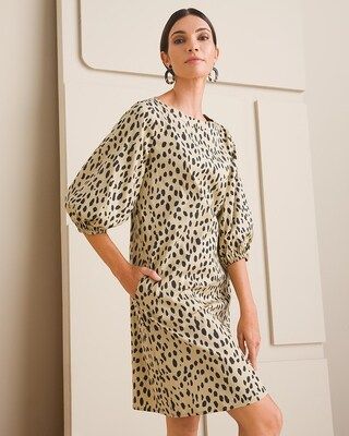 Cheetah-Print Poplin Poet-Sleeve Dress | Chico's