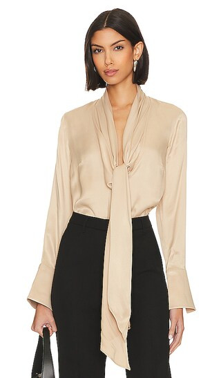 Mila Blouse in Beige | Revolve Clothing (Global)