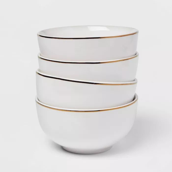 23oz 4pk Stoneware Cereal Bowls Gold - Threshold&#8482; | Target