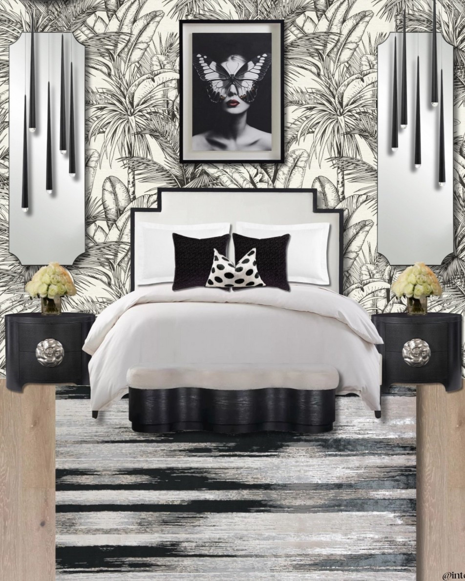 This black-and-white bedroom design is all about contrast and drama—layered patterns, statement wallcovering, and luxe textures that create a chic retreat. Every detail, from the sculptural mirrors to the patterned pillows, brings a curated designer touch. 🖤🤍

Shop the look with my LTK links and bring elevated style into your own home! 🛋️ 

#LTKHome #LTKStyleTip #LTKSeasonal #LTKSeasonal #LTKHome #LTKStyleTip