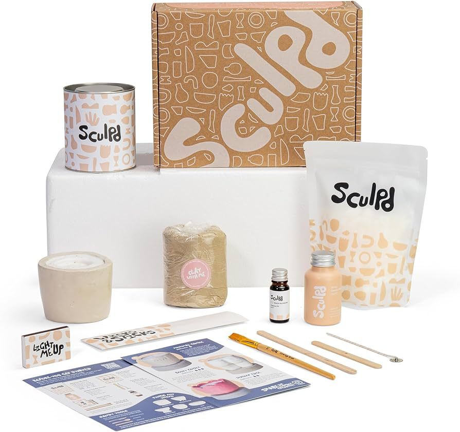 Sculpd Candle Making Pottery Kit with Air Dry Clay | Peony Rose, Beginners Candle Starter Kit for... | Amazon (US)