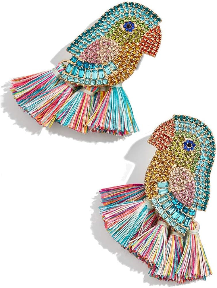 Long Tassel Earrings Statement Bohemian Pom Ball Handmade Drop Dangle Earrings for Women Girls | Amazon (US)