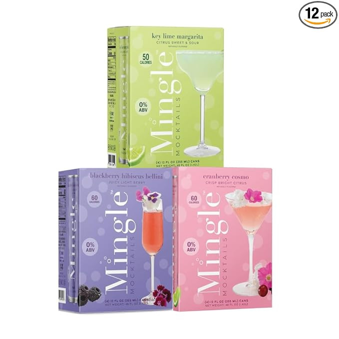 Mingle Mocktails - Variety Pack, Blackberry Hibiscus Bellini, Cranberry Cosmopolitan, Key Lime Ma... | Amazon (US)