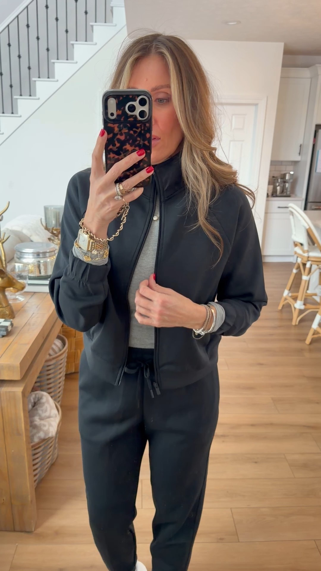 Size medium joggers and size small jacket 
Size 8 turtleneck 

#LTKOver40 #LTKMidsize #LTKActive