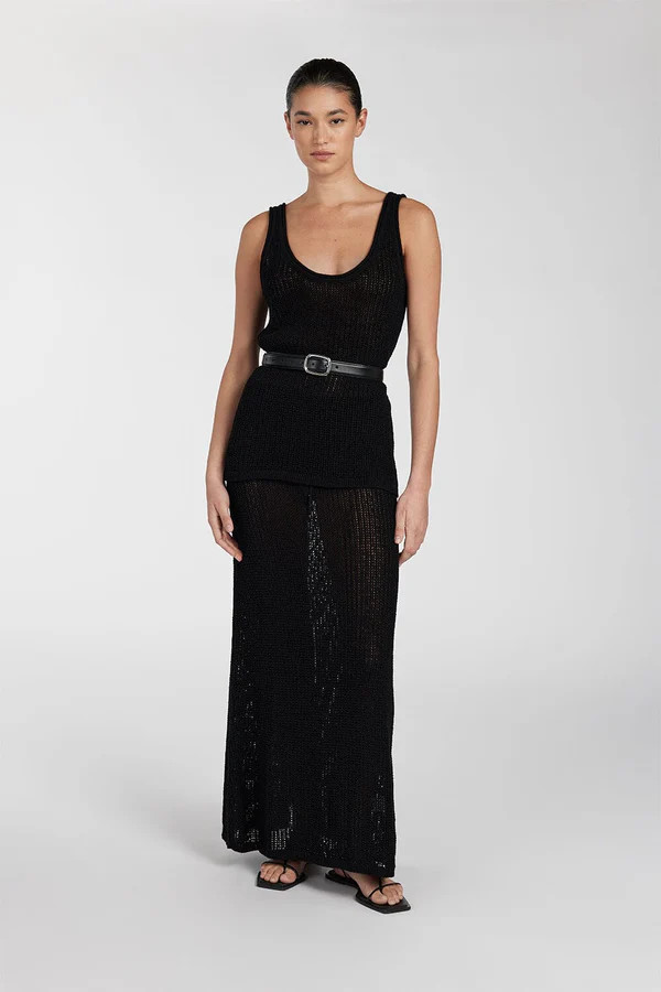 MARGOT BLACK CROCHET MIDI SKIRT | DISSH