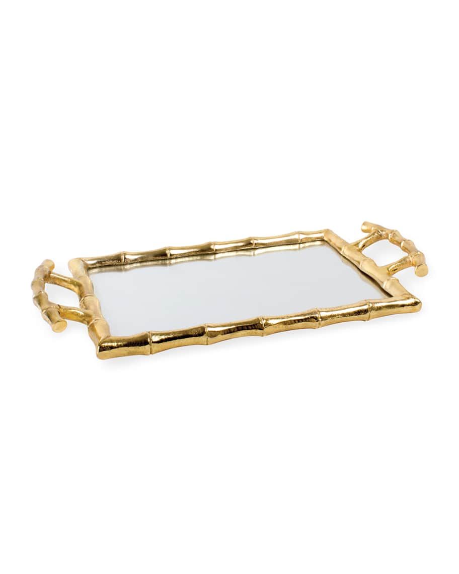 Gold Bamboo Mirrored Vanity Tray | Neiman Marcus