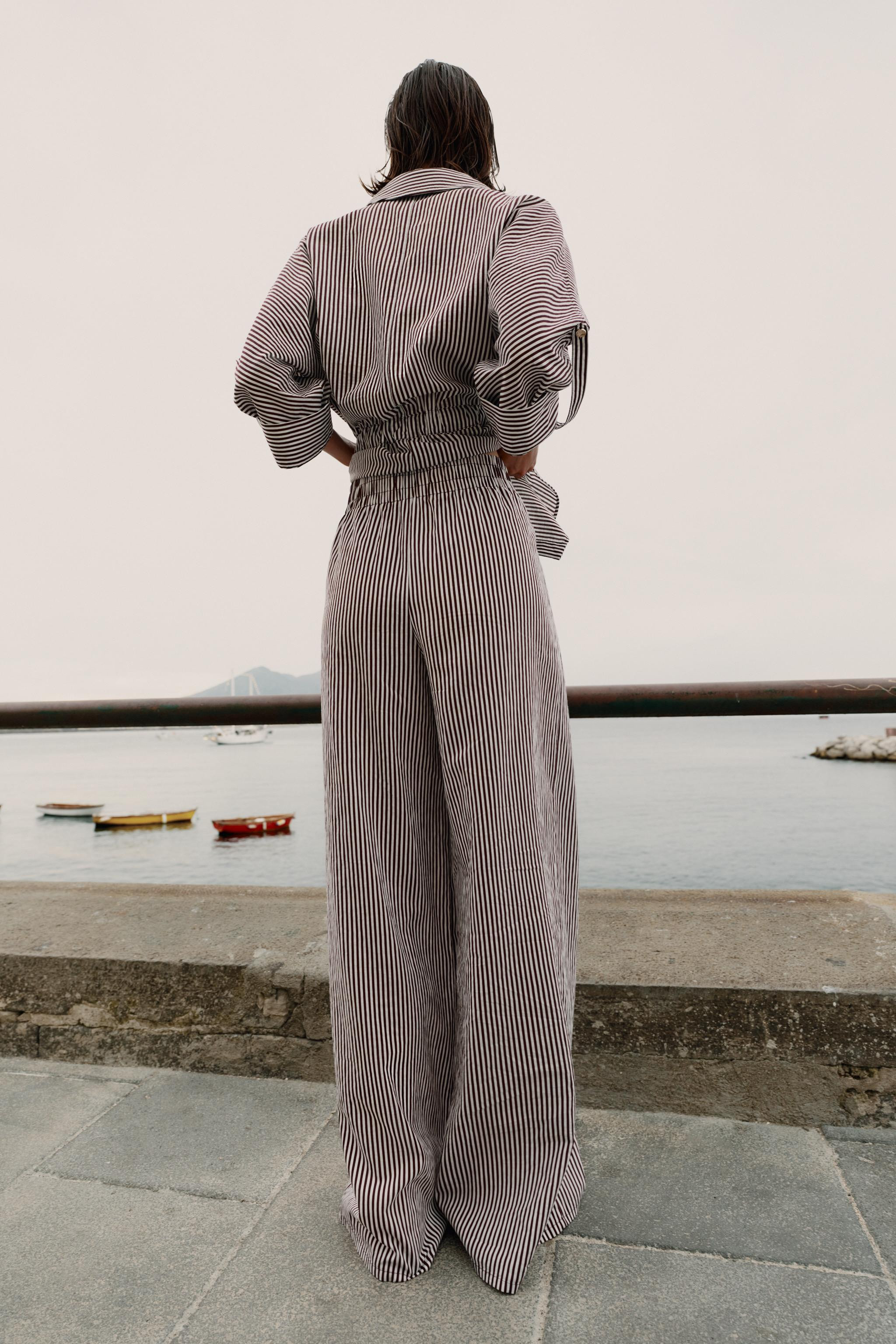STRIPED WIDE LEG PANTS | Zara US