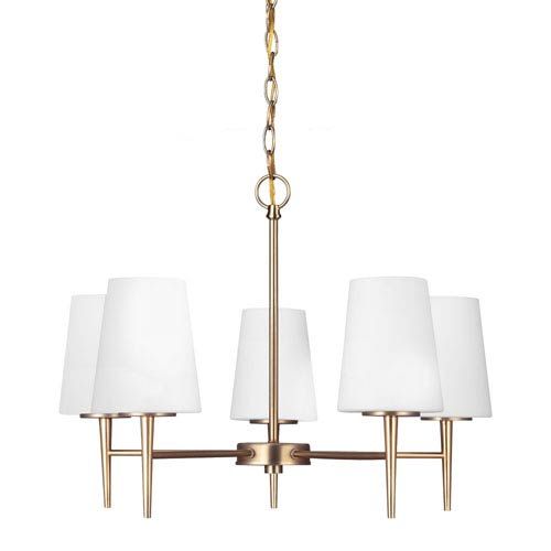 Sea Gull Lighting Driscoll Satin Bronze Five Light Single Tier Chandelier With Etched Glass Paint... | Bellacor
