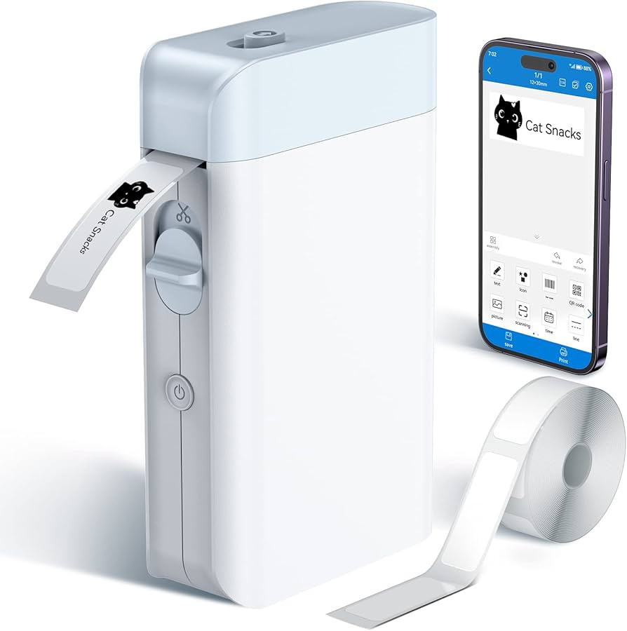 Label Maker Machine with Tape - Label Maker with 1 Roll Label tape, Thermal Bluetooth USB Recharg... | Amazon (US)