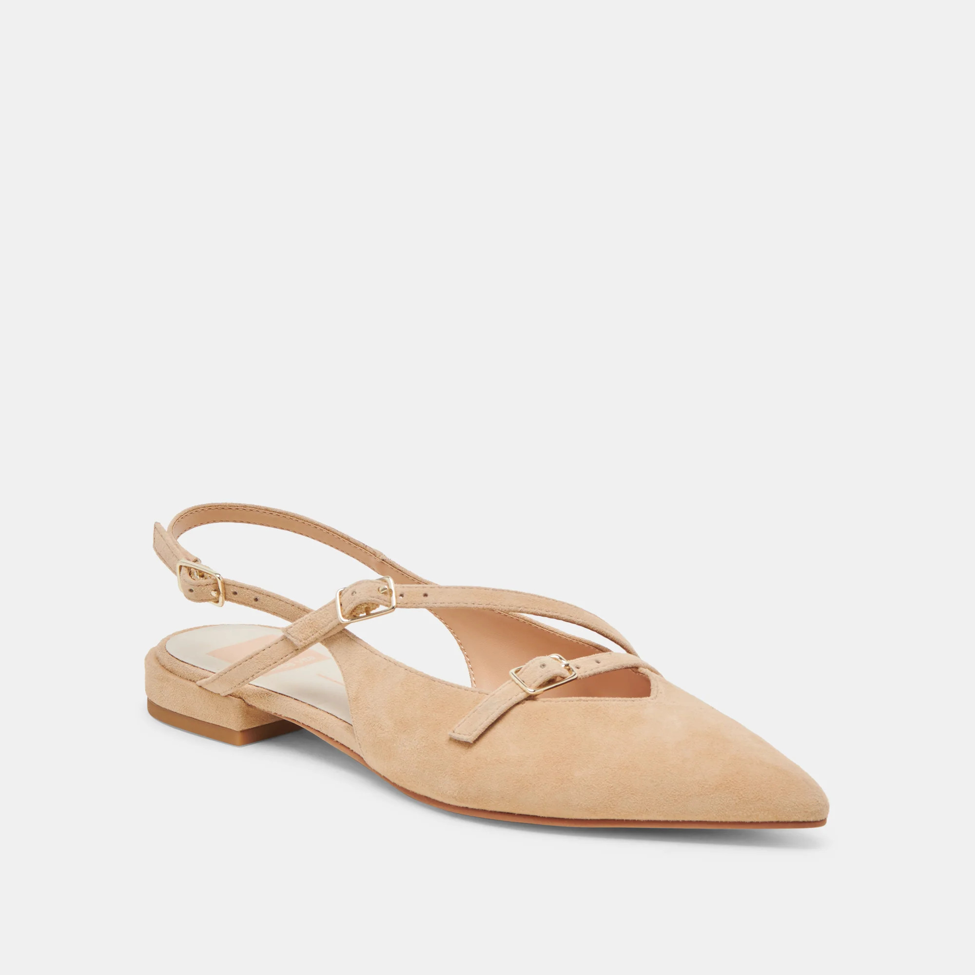 PAMLA FLATS TAN SUEDE | DolceVita.com
