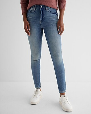 High Waisted Medium Wash FlexX Skinny Jeans | Express