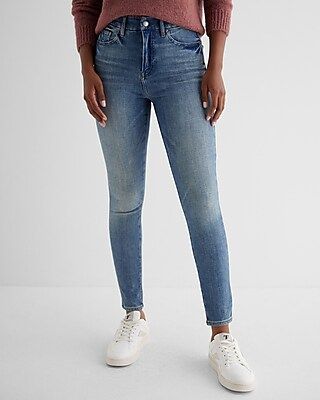 High Waisted Medium Wash Flexx Skinny Jeans | Express