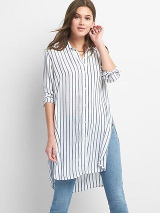 Gap Womens Stripe Drapey Tunic Navy Stripe Size L | Gap US