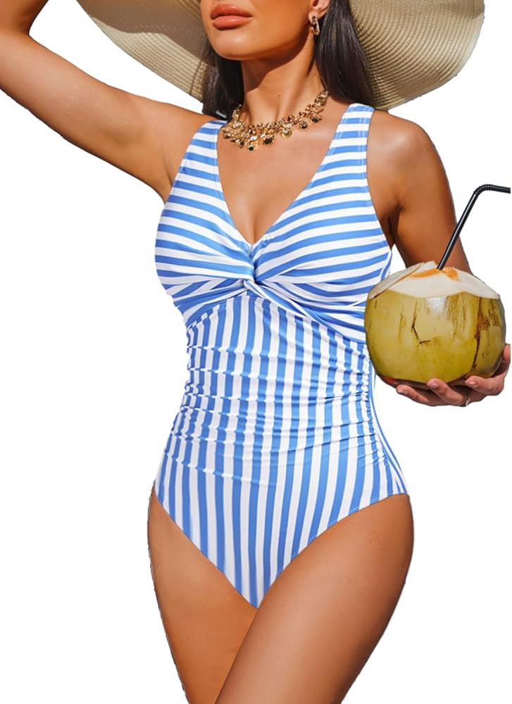 Holipick Women Tummy Control One Piece Swimsuit - Push Up Bathing Suit Full Coverage Slimming Swi... | Amazon (US)