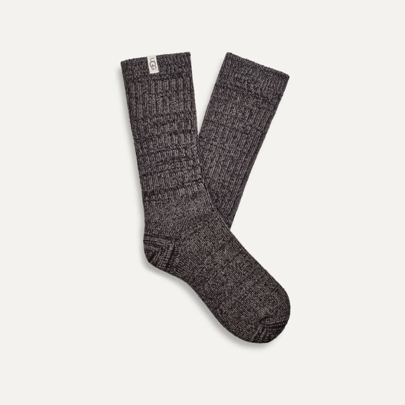 UGG® Women's Rib Knit Slouchy Crew Sock Polyester Blend/Recycled Materials in Grey/Black | UGG (US)