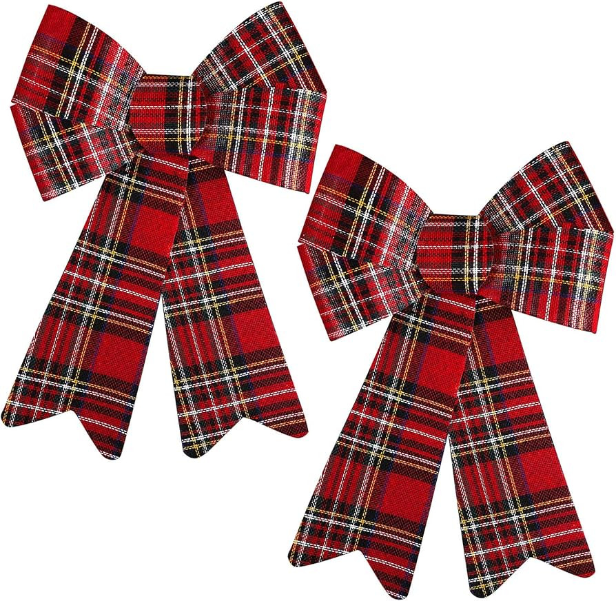 Aneco 2 Pack 12 x 18 Inches Red Christmas Bows Christmas Wreaths Bows Xmas Plastic Bows for Chris... | Amazon (US)